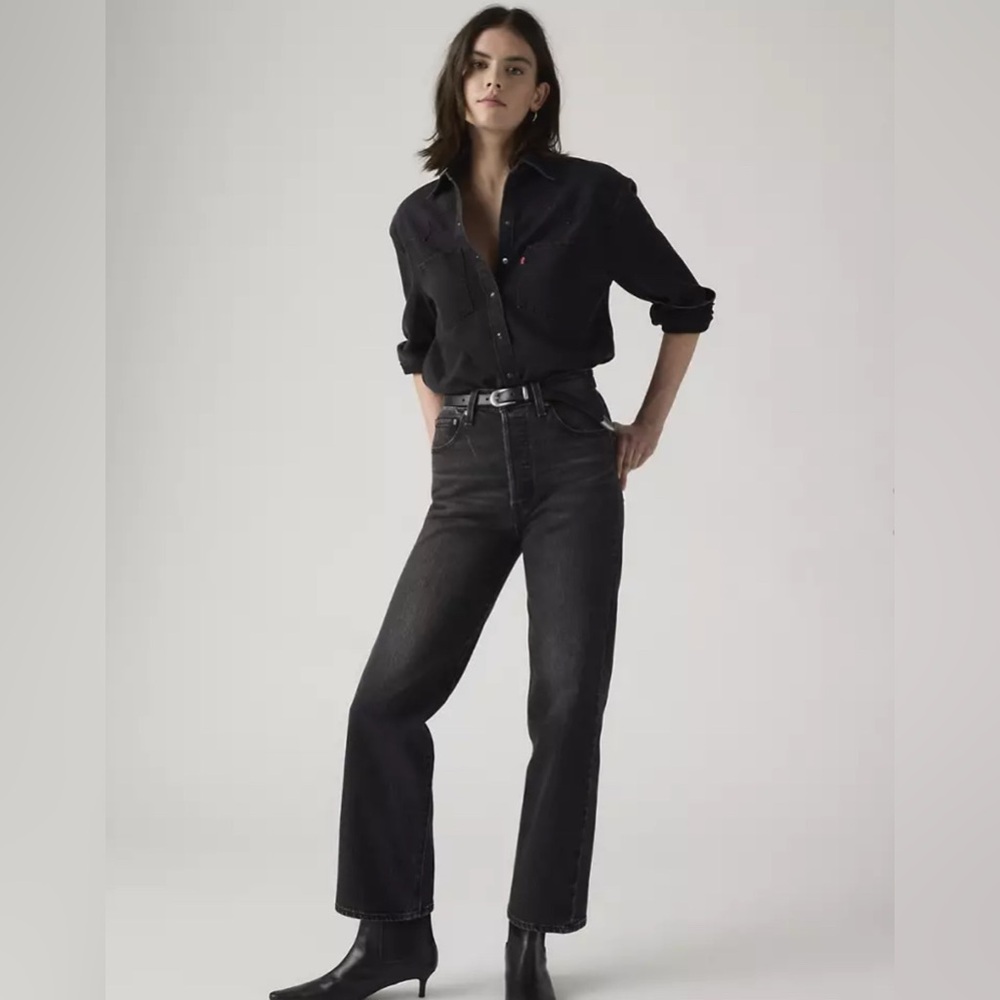 Levi's Black Ribcage Straight-Leg Jeans NWT